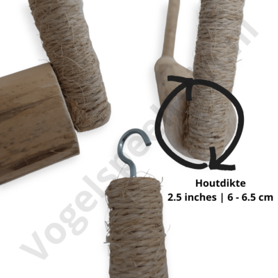 Tarzan vogelschommel Large - Hout/Sisal - Afbeelding 2